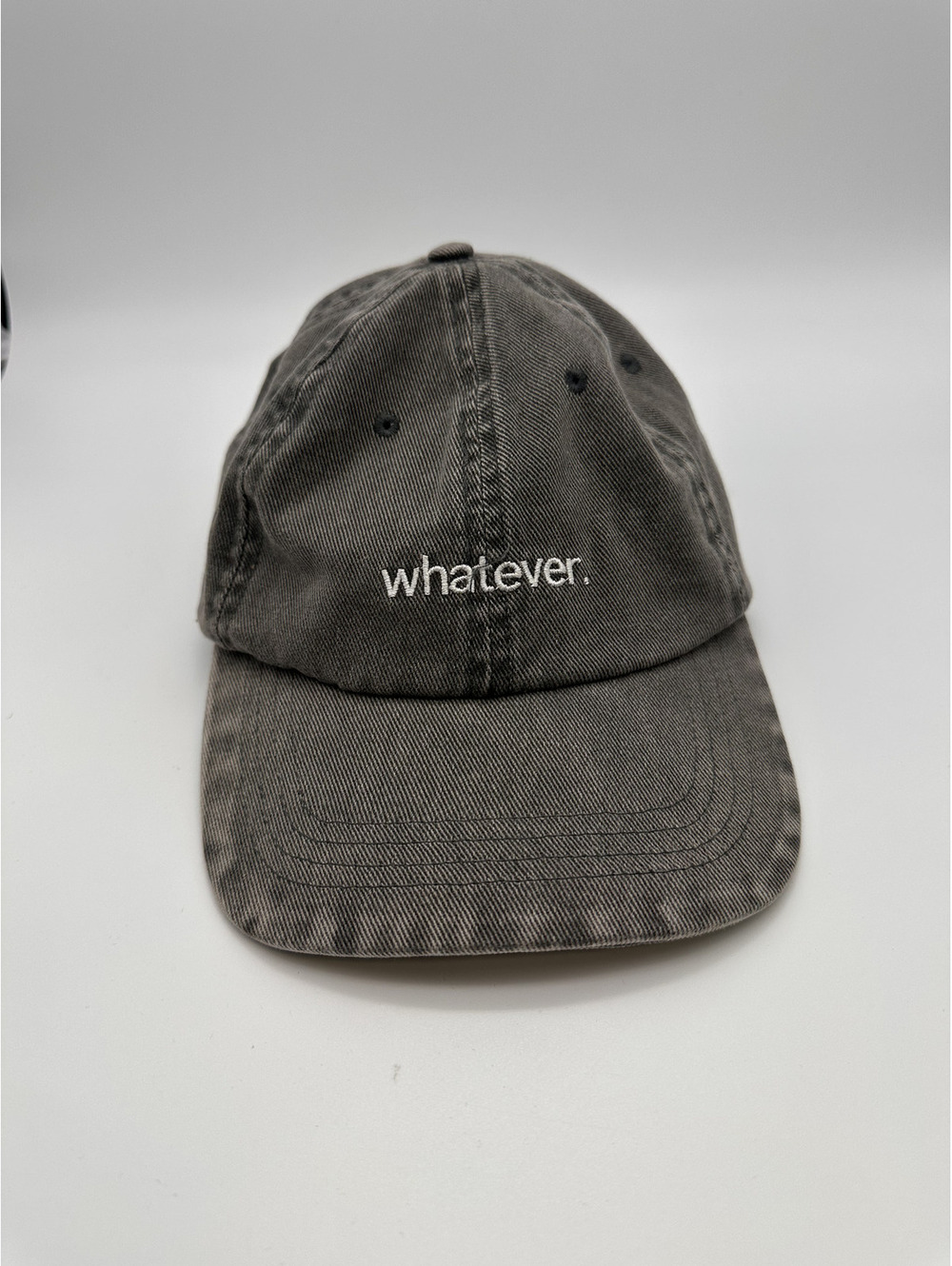 Steve Madden Washed Black 'Whatever' Embroidered BaseballCap